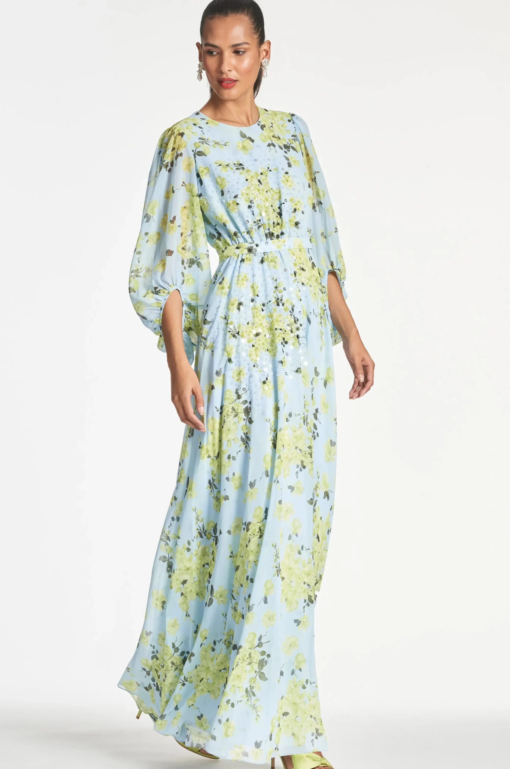 Flash Sale Sachin & Babi Bianca Gown - Sky Citrine Floral Skycitrinefloral