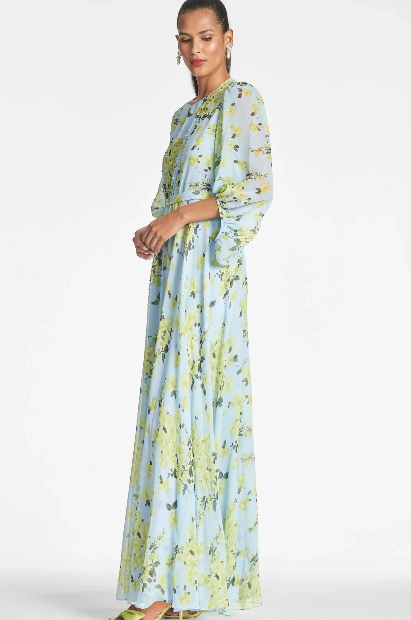 Flash Sale Sachin & Babi Bianca Gown - Sky Citrine Floral Skycitrinefloral