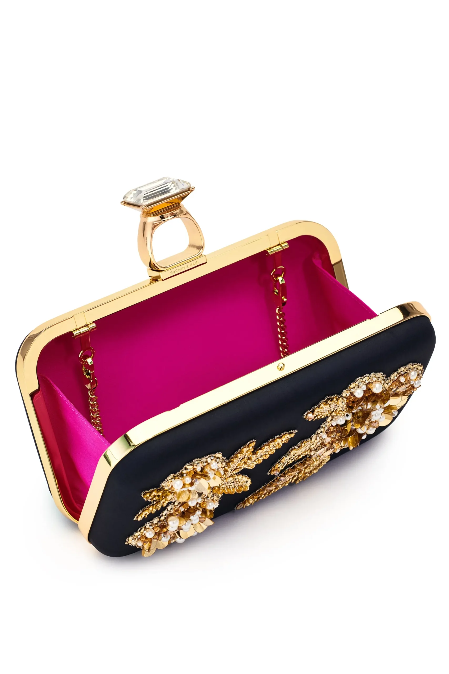 Clearance Sachin & Babi Embellished On The Rocks Clutch - Black