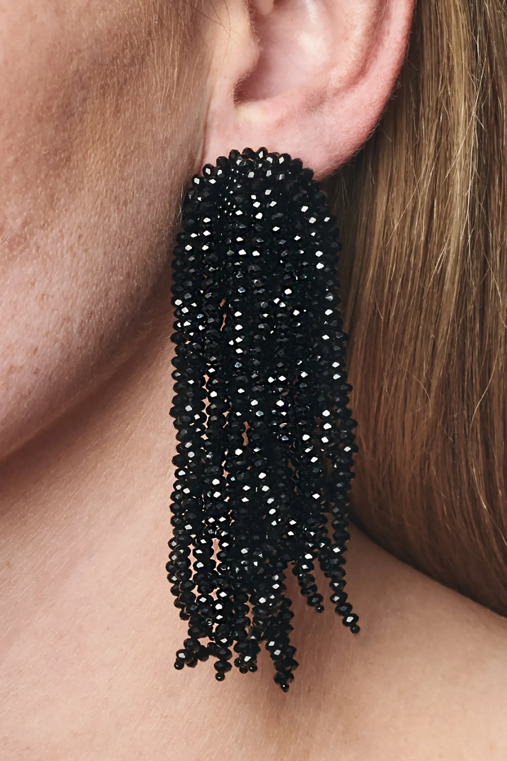 Clearance Sachin & Babi Fountain Earrings - Faceted Beads Black