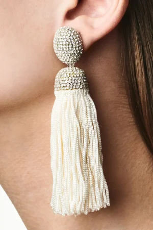 Clearance Sachin & Babi Hilary Earrings - Crystals / Thread Ivory