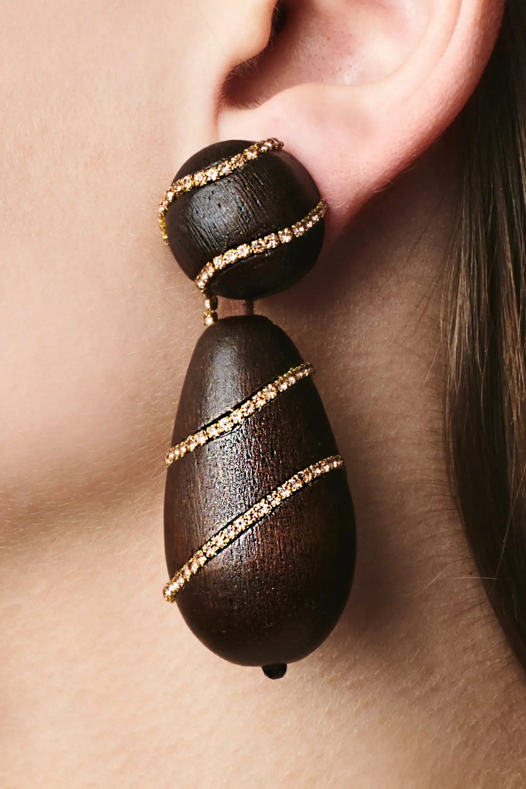 Clearance Sachin & Babi Hudson Earrings - Wood / Crystals Robleswood&iceblue