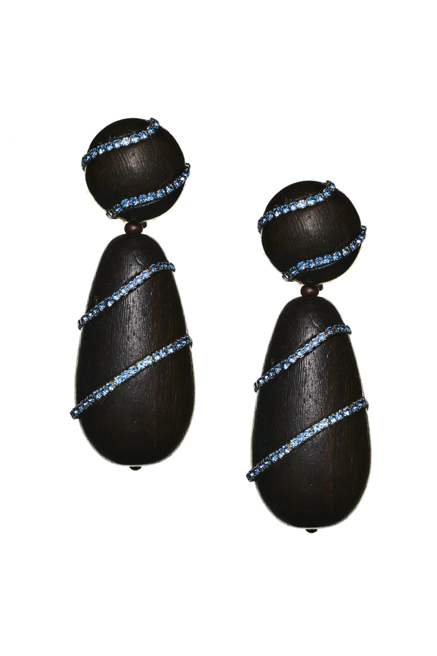 Clearance Sachin & Babi Hudson Earrings - Wood / Crystals Robleswood&iceblue