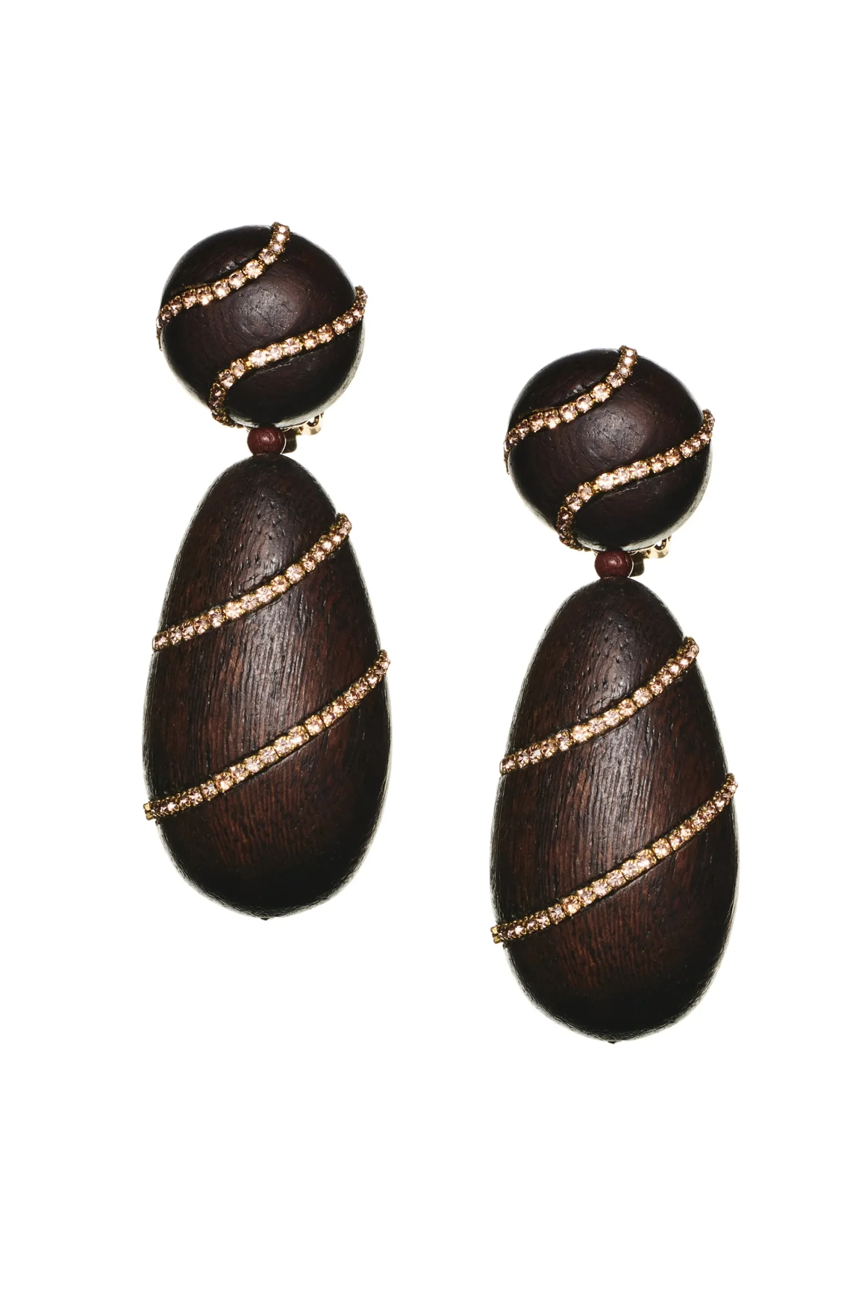 Clearance Sachin & Babi Hudson Earrings - Wood / Crystals Robleswood&iceblue