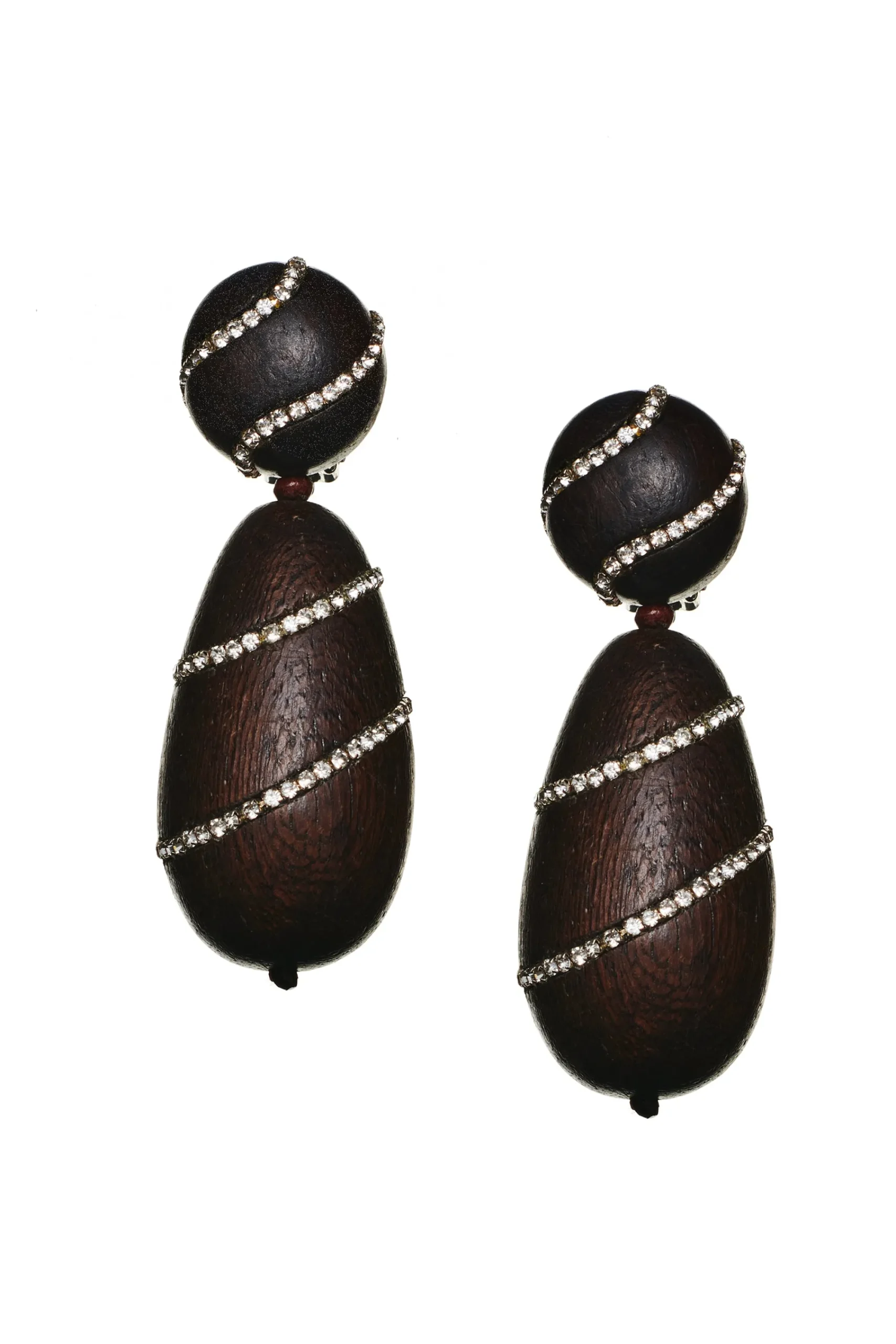 Clearance Sachin & Babi Hudson Earrings - Wood / Crystals Robleswood&iceblue