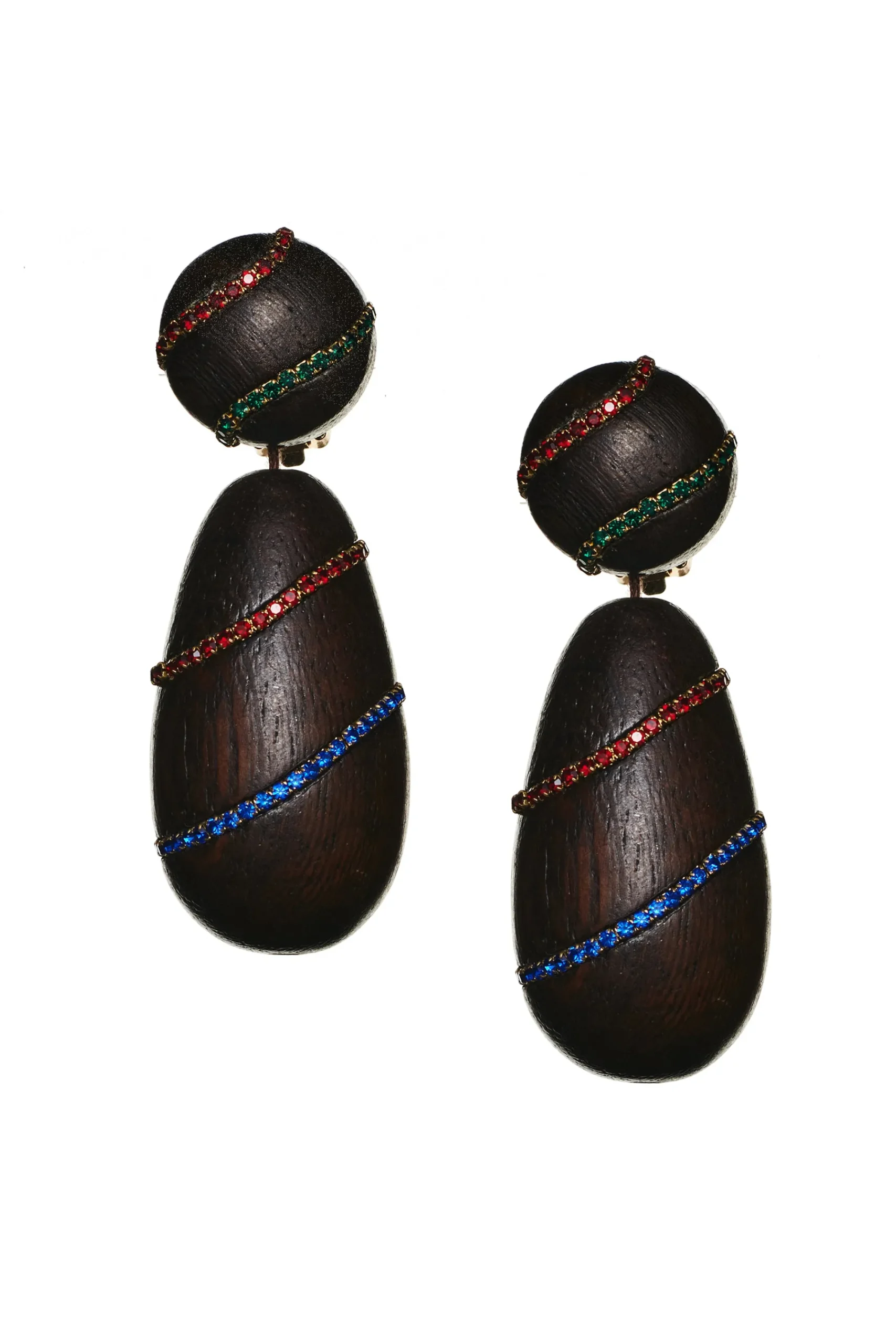 Clearance Sachin & Babi Hudson Earrings - Wood / Crystals Robleswood&iceblue