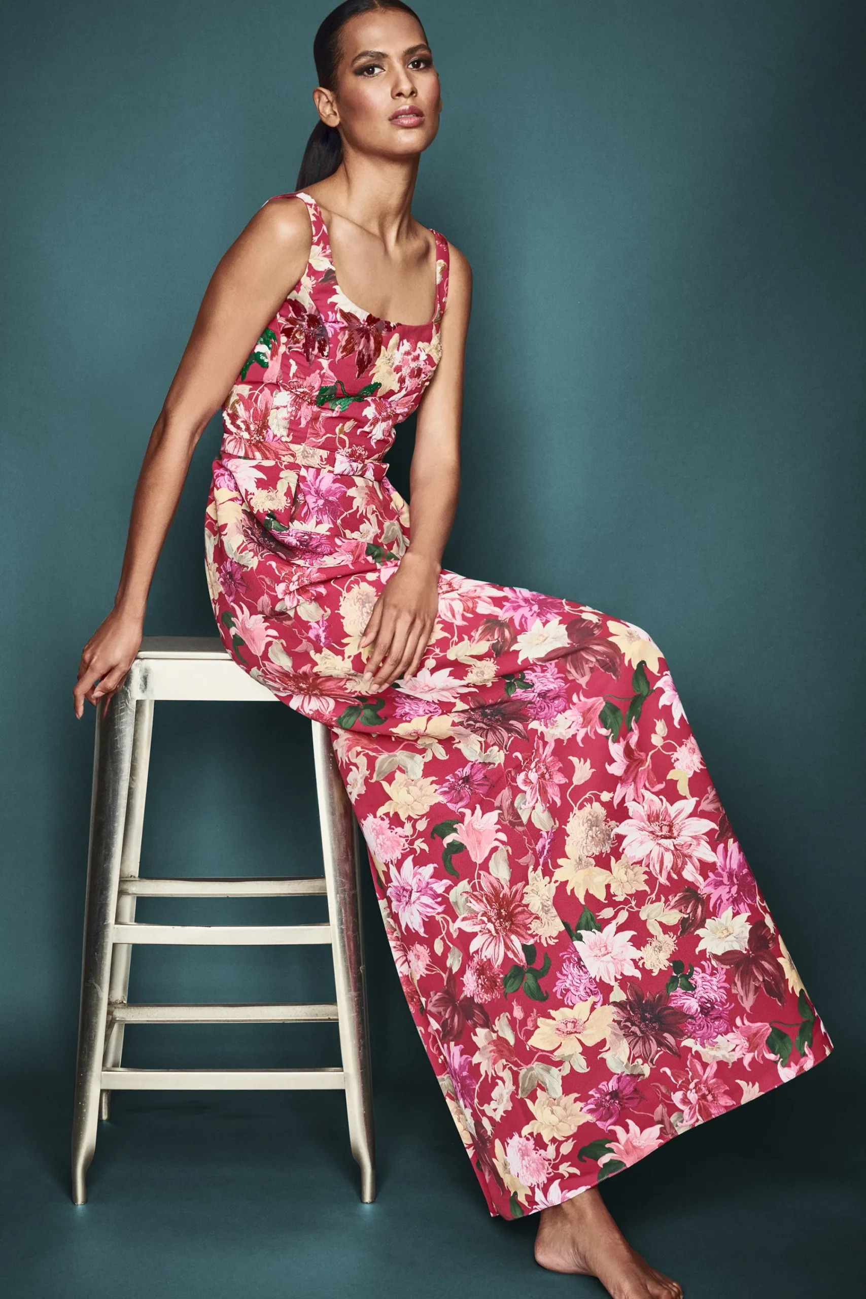 Sale Sachin & Babi Lana Gown - Deep Pink Dahlia Deeppinkdahlia