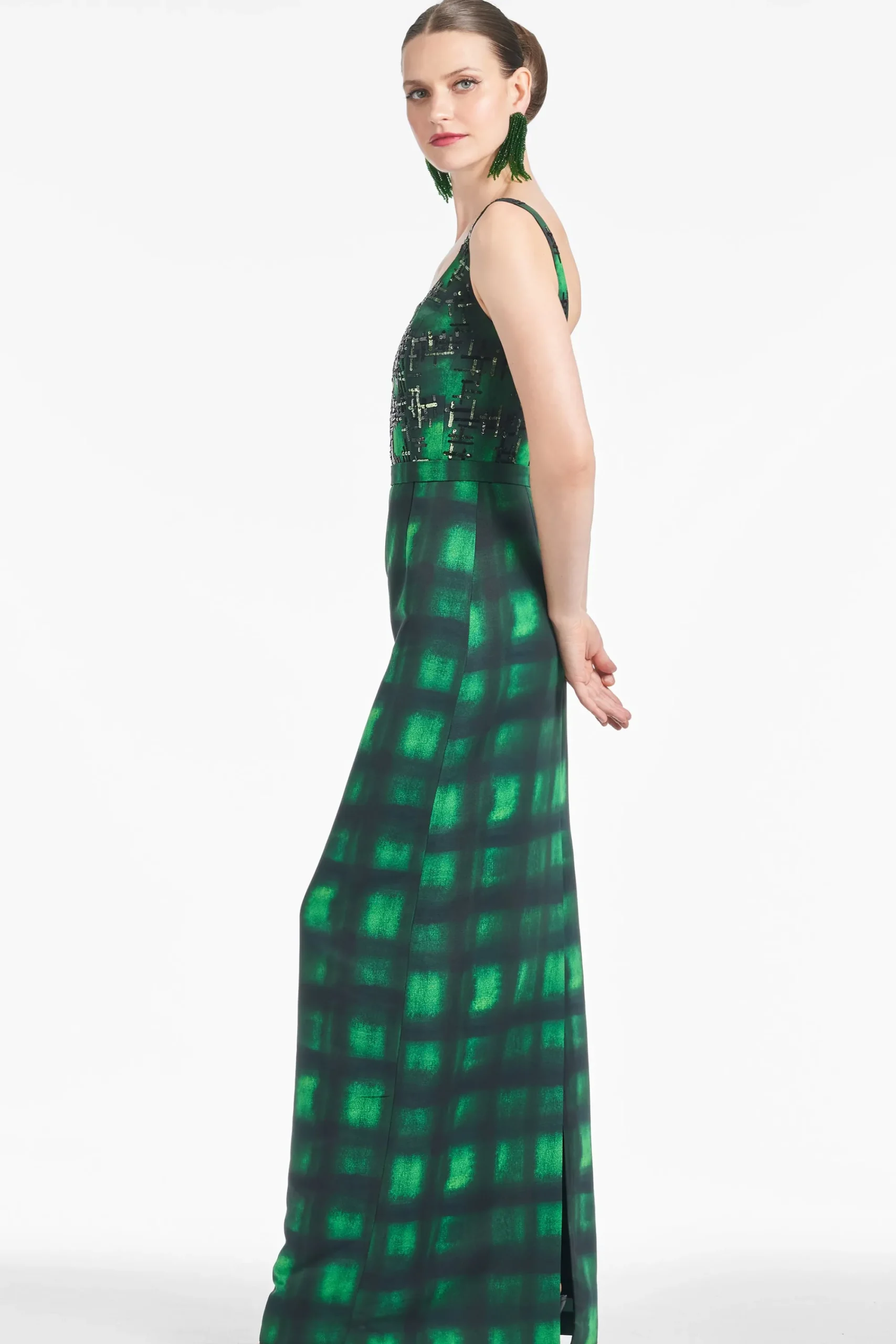 Best Sachin & Babi Lana Gown - Emerald Shibori Emeraldshobori