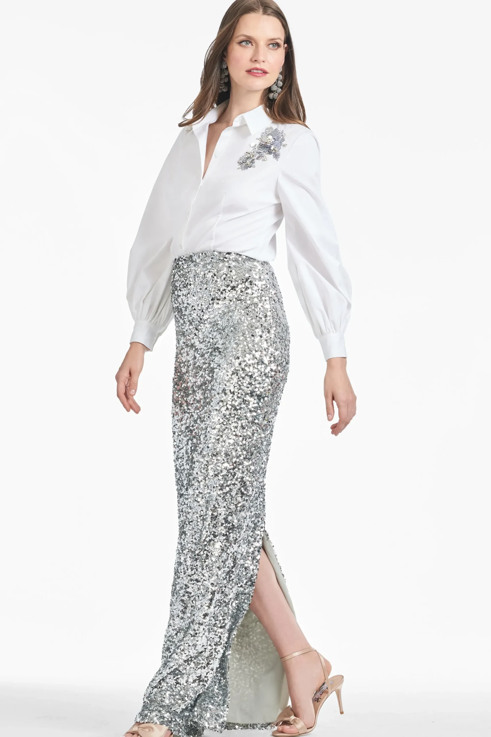 Outlet Sachin & Babi Sequin Isolde Skirt - Silver