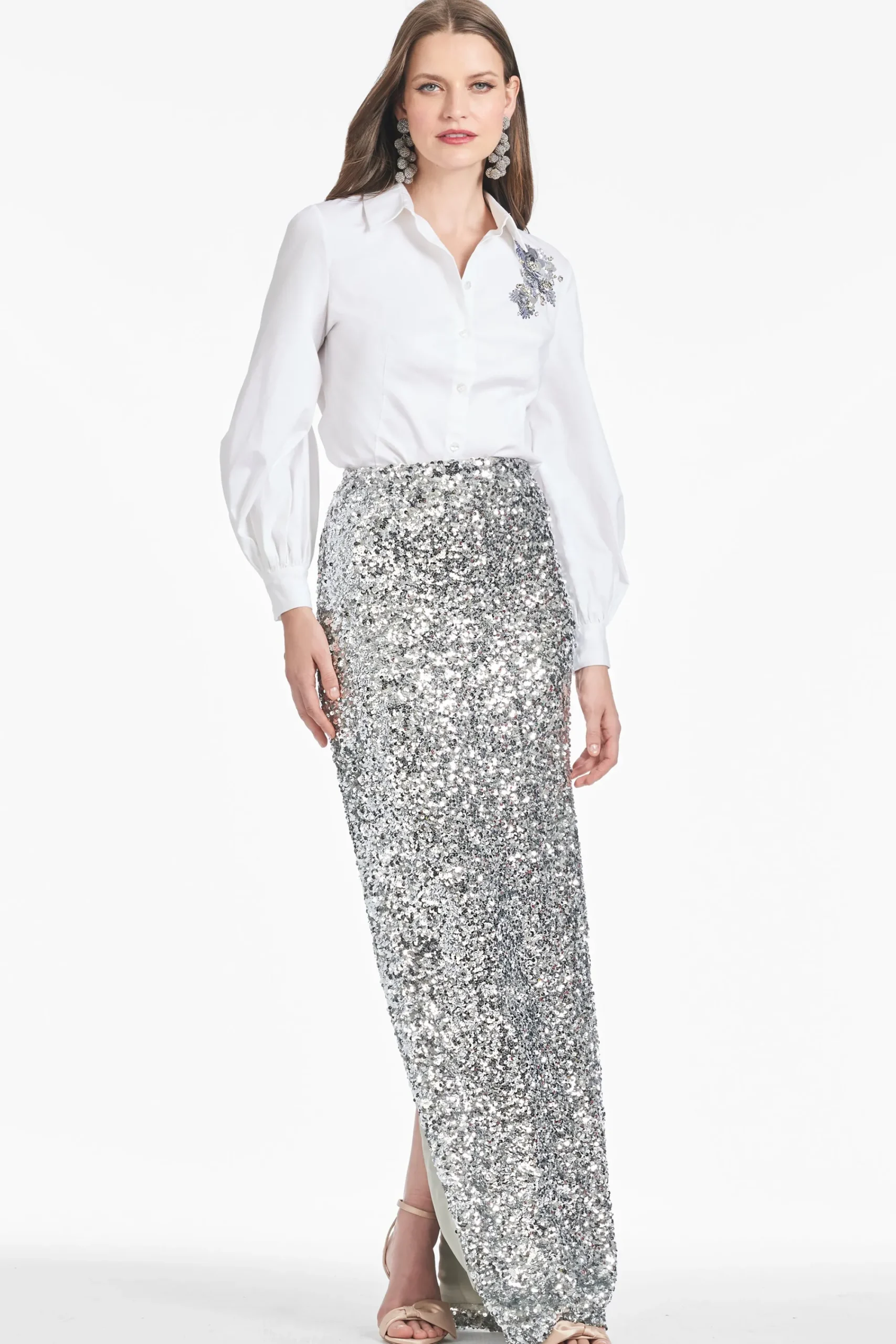 Outlet Sachin & Babi Sequin Isolde Skirt - Silver