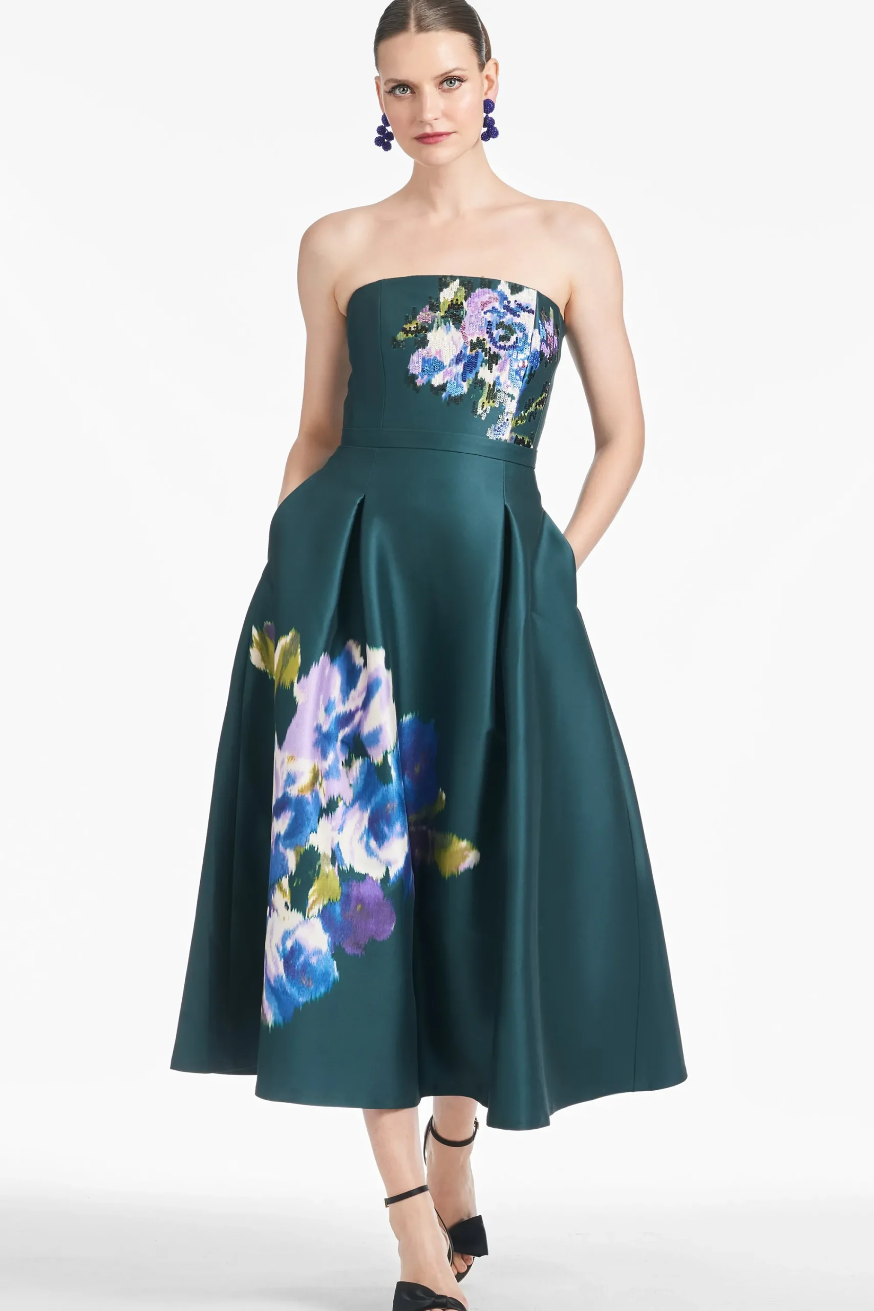 Clearance Sachin & Babi Shay Dress - Forest Green Placement Ikat Forestgreenplacementikat