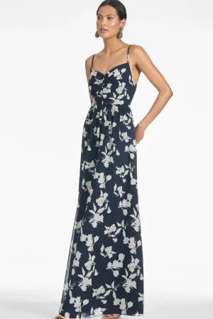 Discount Sachin & Babi Sienna Gown - Navy Venetia Petal Navyvenetiapetal