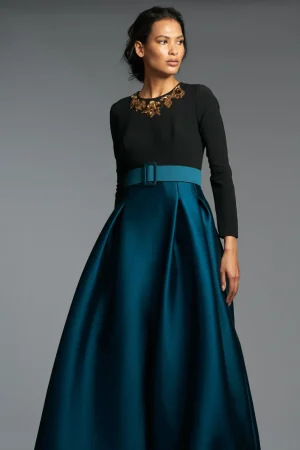 Fashion Sachin & Babi Victoria Gown - Black/Bottle Green Blackbottlegreen