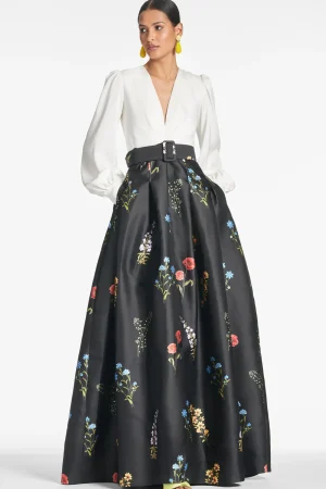 Outlet Sachin & Babi Zoe Gown - Off White/Noir Bouquet Offwhite/noirbouquet